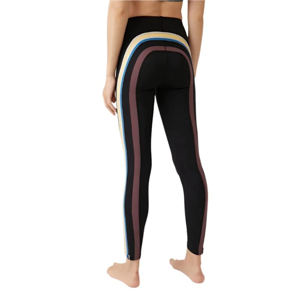 Free People Run Racer Striped Leggings Black Combo Size Small